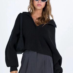 Princess Polly Tiara Cropped Sweater Black Size M/L NWT